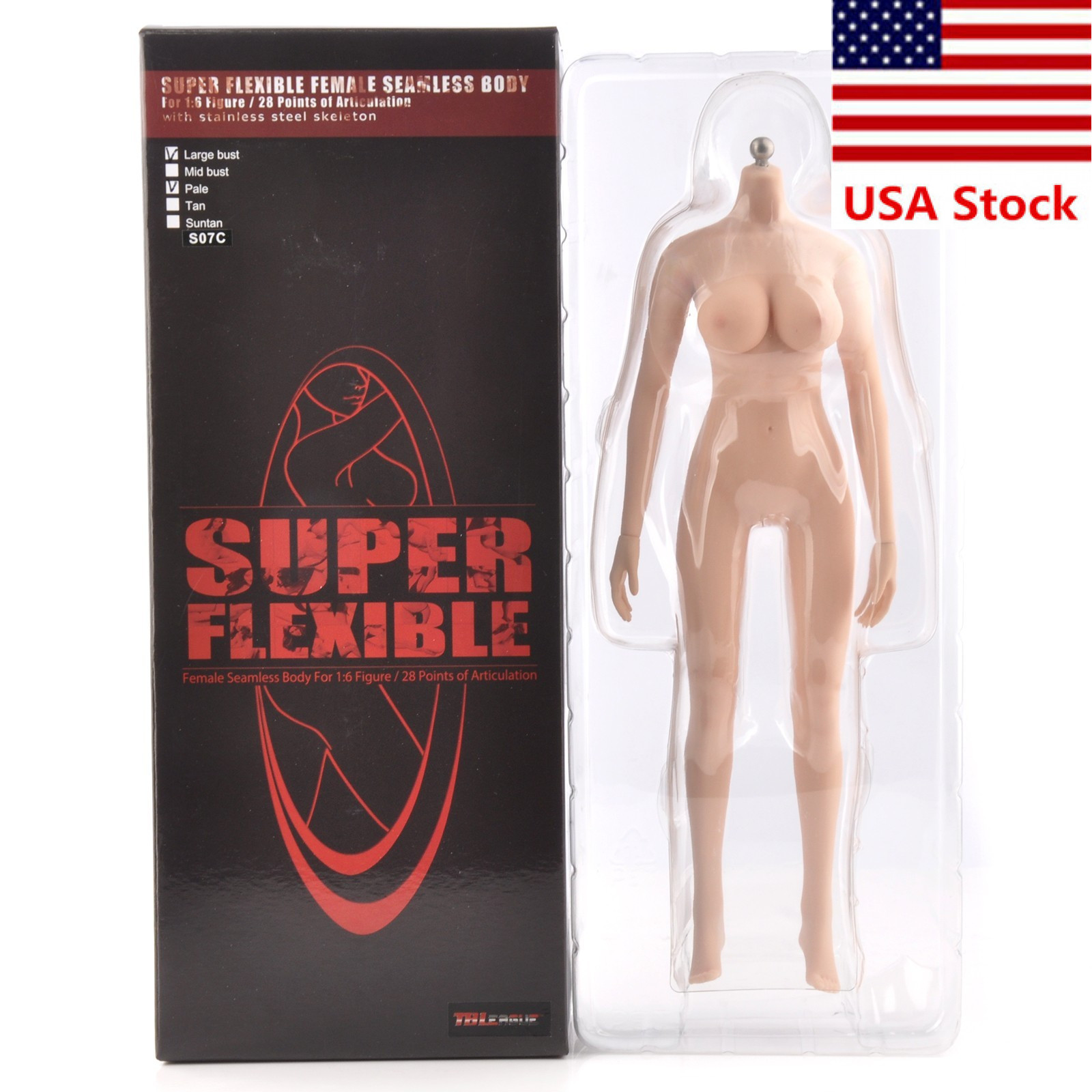 US TBLeague S07C 1/6 Female Pale Large Bust Seamless Flexible Body 12\'\'Figure