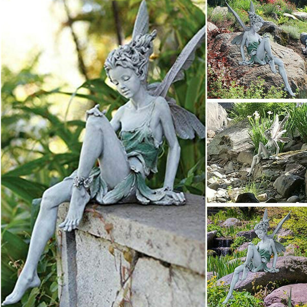 Miniature Sitting Fairy Elf Statue Yard Craft Landscaping Garden Home Decor US Miniature Sitting Fairy Elf Statue Yard Craft Landscaping Garden Home Decor US