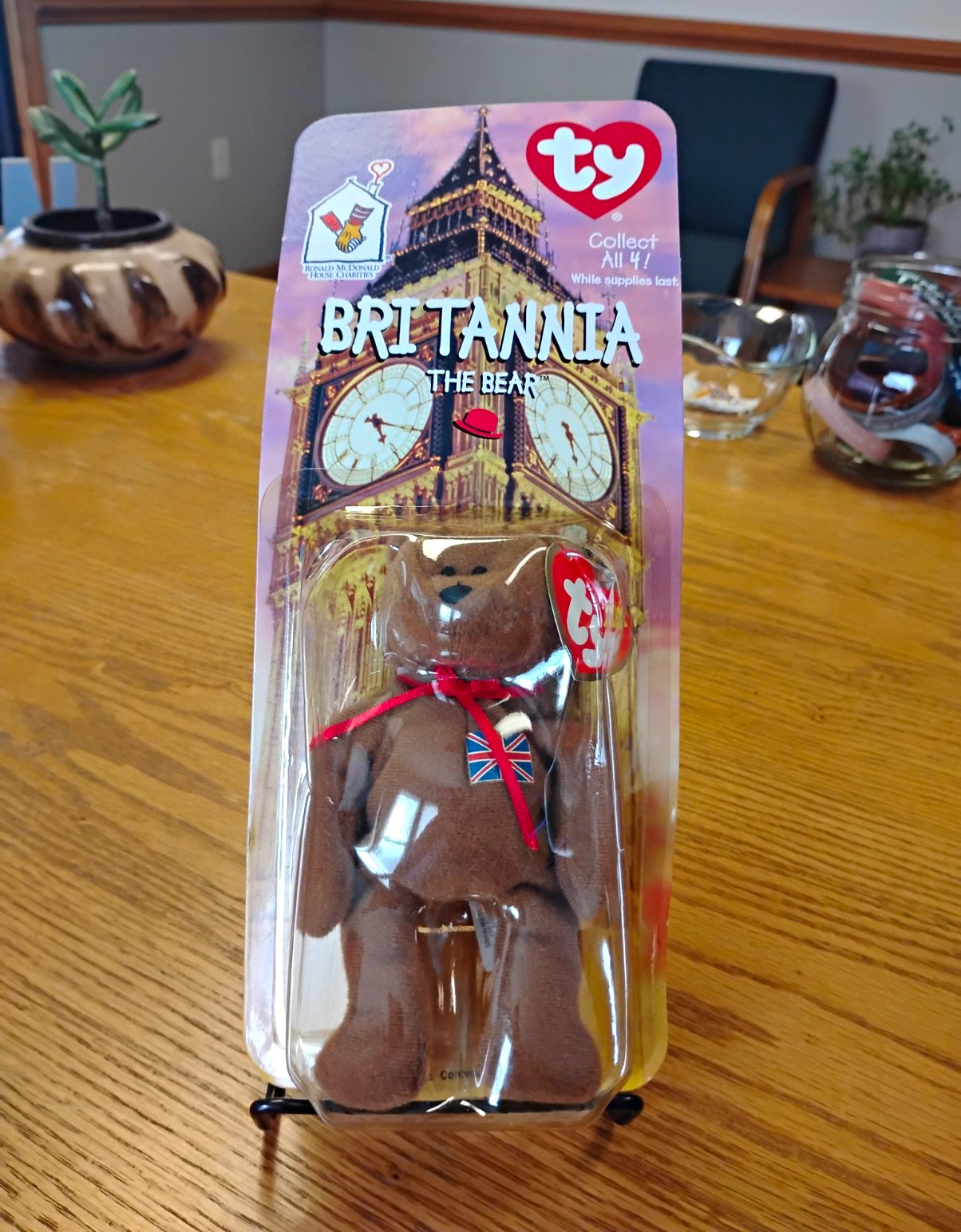 Ty McDonald\'s Teenie Beanie Babies Britannia Bear Happy Meal Toy 1999 with error