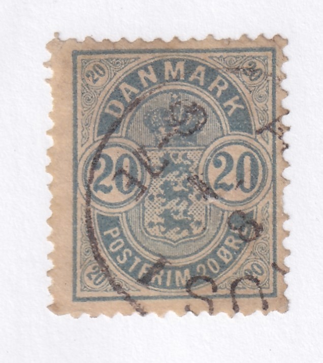 MATT\'S STAMPS SCOTT DENMARK #37, 20 ORE ISSUE OF 1882, USED CV$70