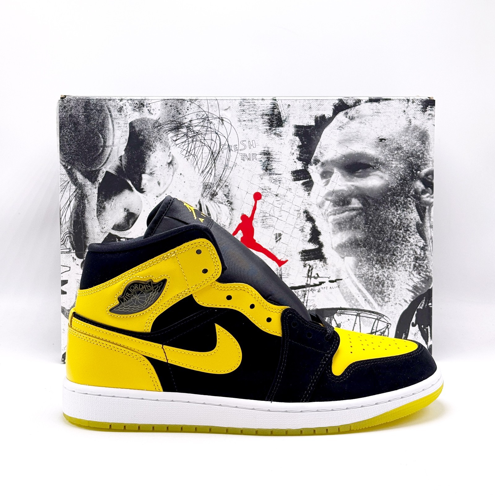*NEW* Men NIKE Air Jordan 1 Mid SE 'New Love' BLACK / YELLOW (HJ6654 071) 👍