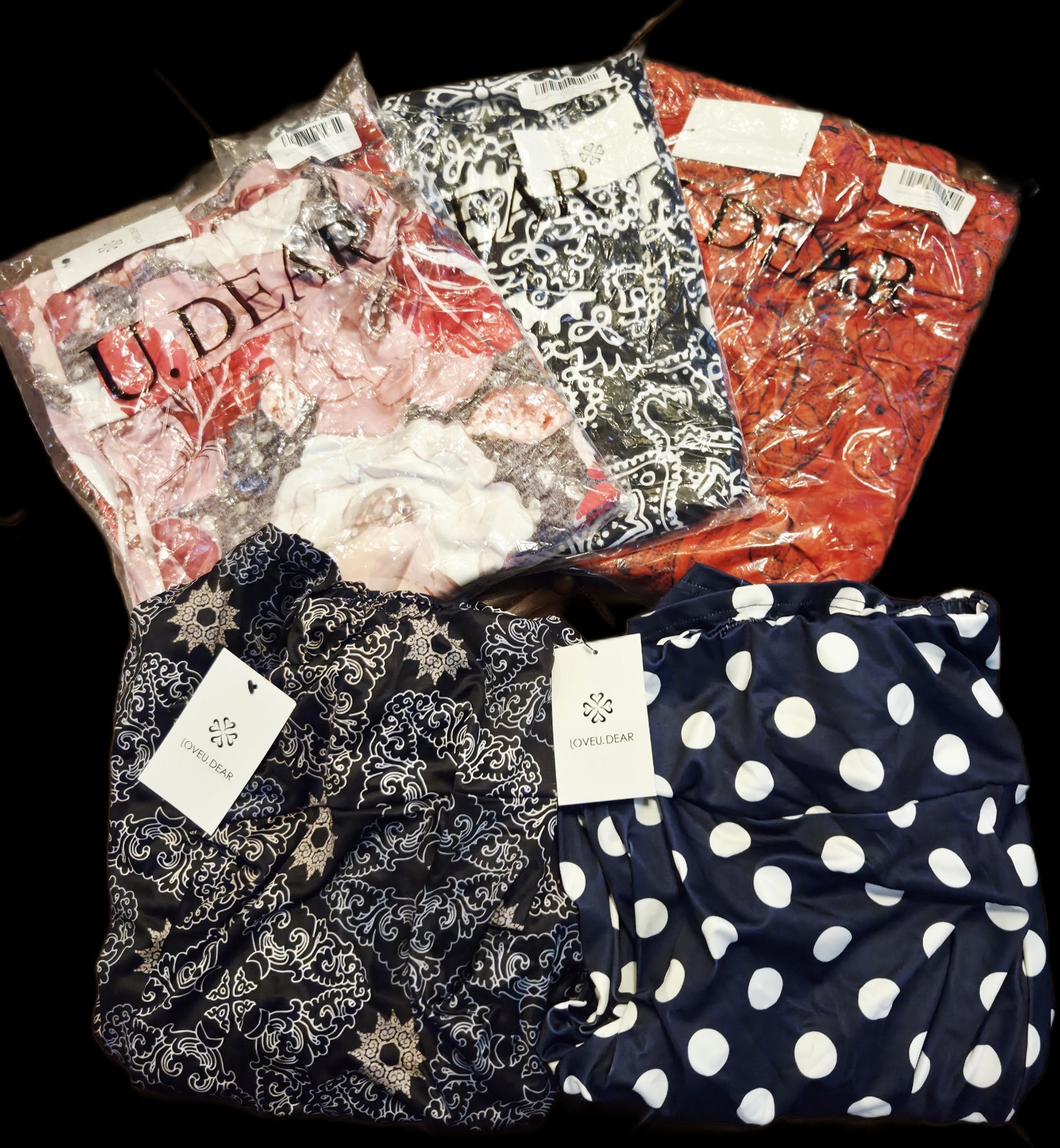 New Loveu.Dear Women 1XL Wide Leg Palazzo Pants Boho High Rise 5 Pair Lot