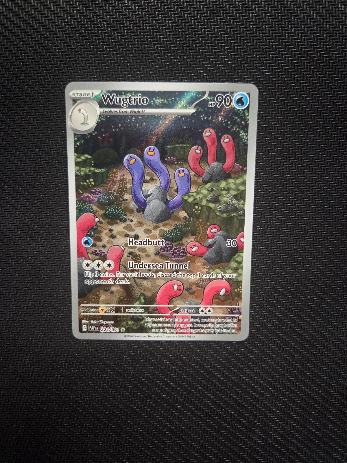 Wugtrio 224/091 Illustration Rare Paldean Fates Pokemon Holo Near Mint