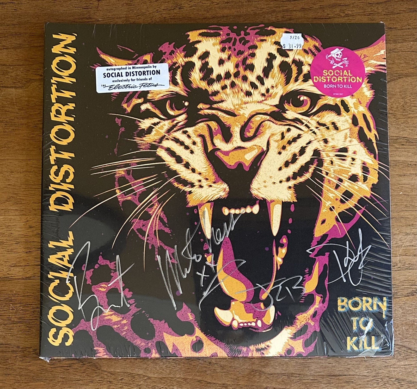 SIGNED FULL BAND Social Distortion - Born to Kill Vinyl Record LP in hand