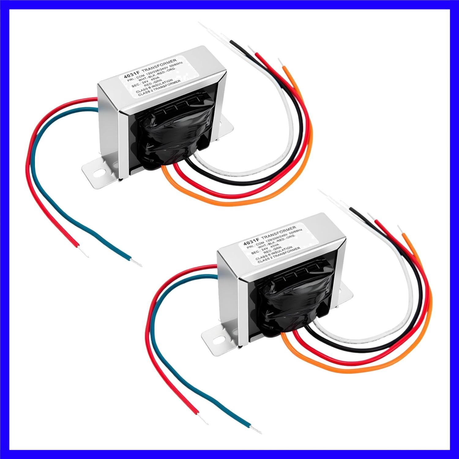 Compact 24V 40VA HVAC Transformer - Ideal for Heating & A/C Applications, 2-Pack
