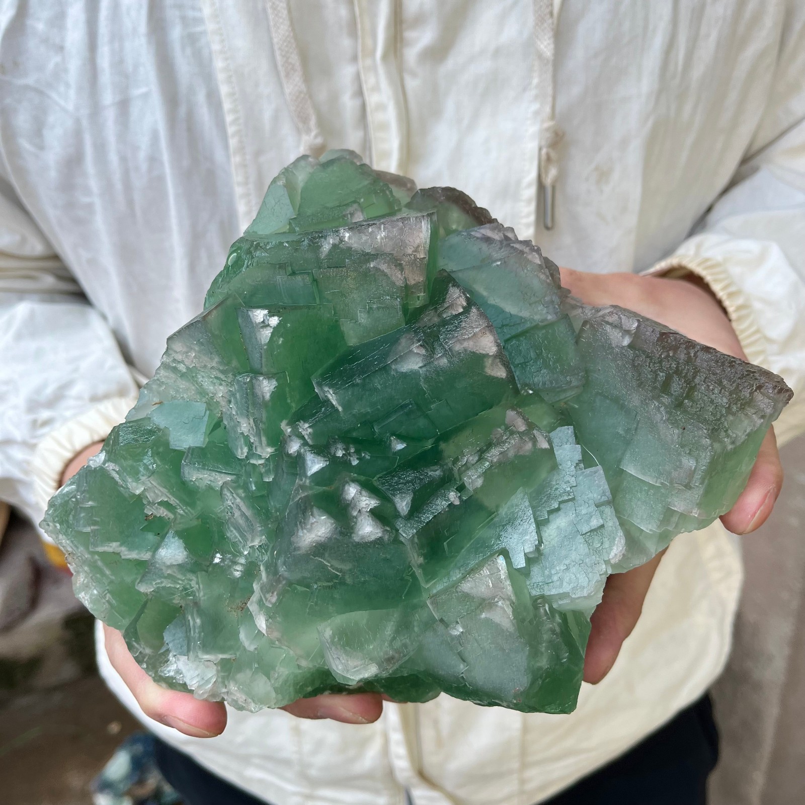 5.3LB Large NATURAL Green Cube FLUORITE Quartz Crystal Cluster Mineral Specimen