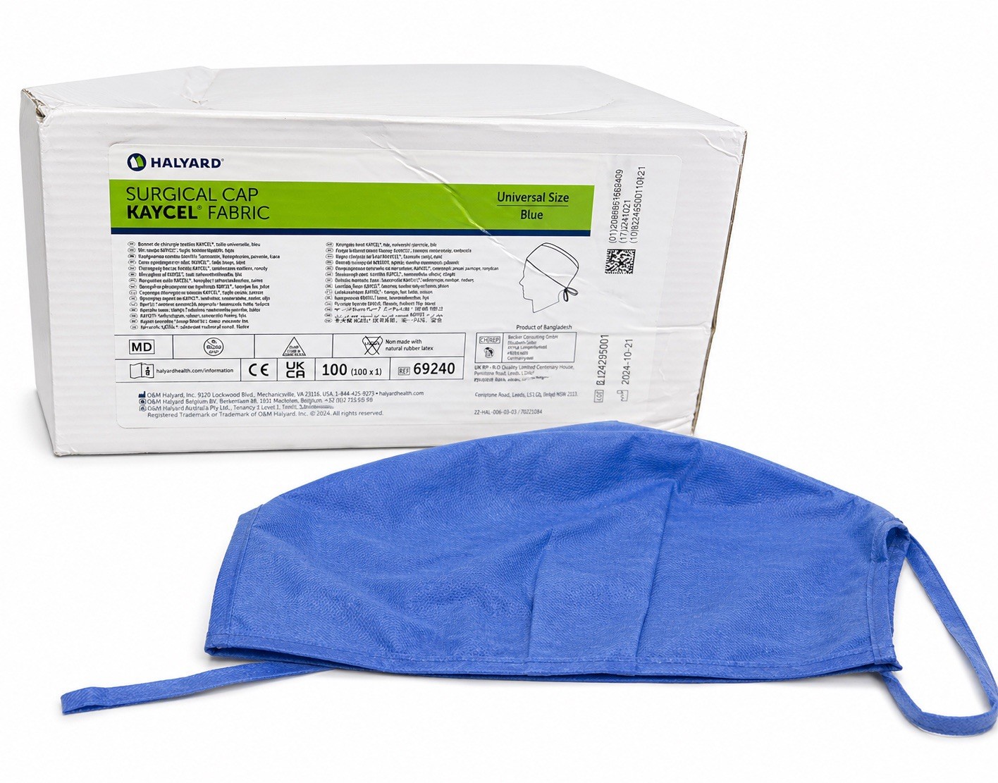 Halyard Surgical Cap Blue Universal Size REF 69240 100 Ct Kaycel Fabric Halyard Surgical Cap Blue Universal Size REF 69240 100 Ct Kaycel Fabric