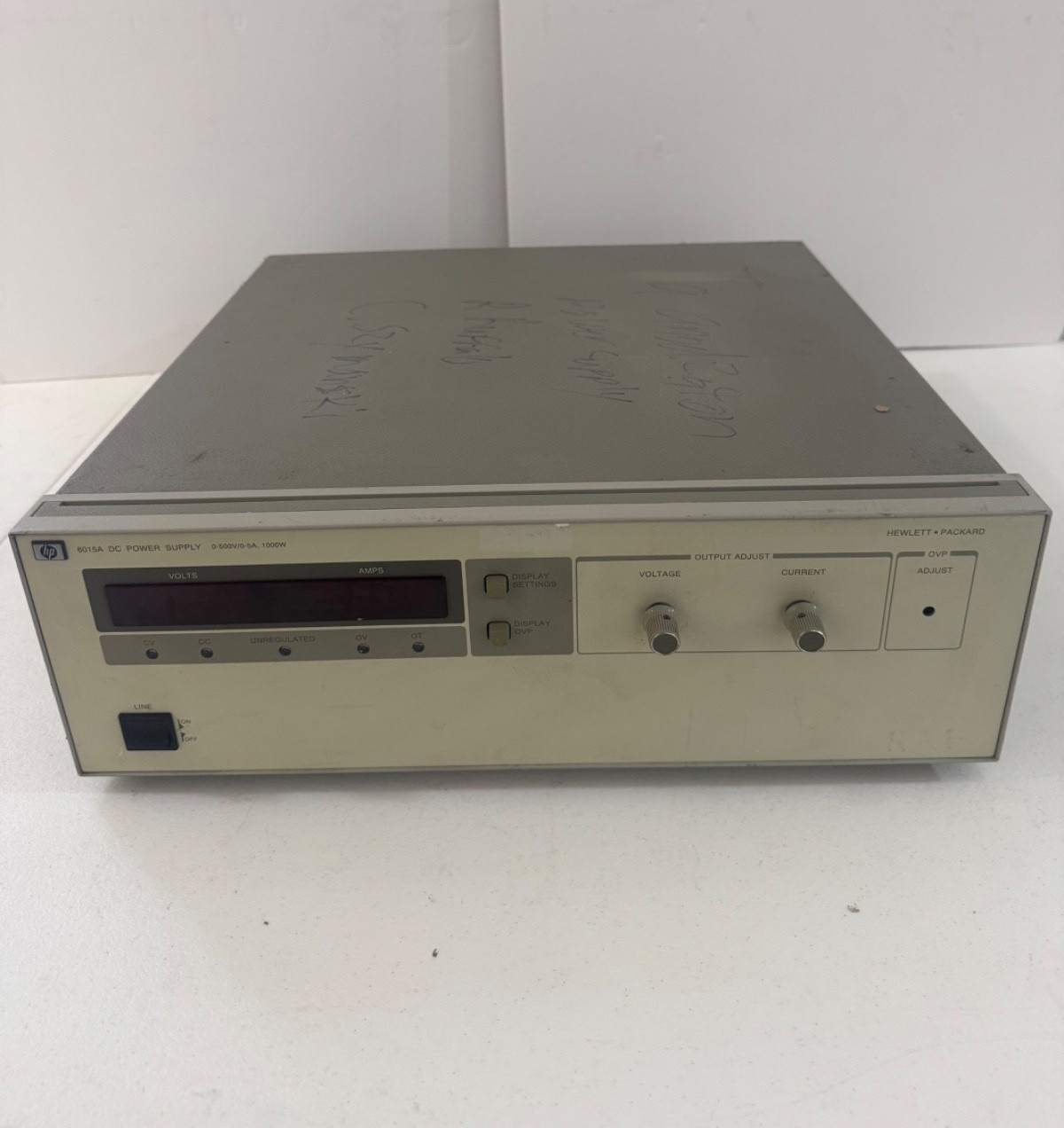 HP 6015A Autoranging DC Power Supply 0-500V / 0-5A, 1000W - Untested / No Cord