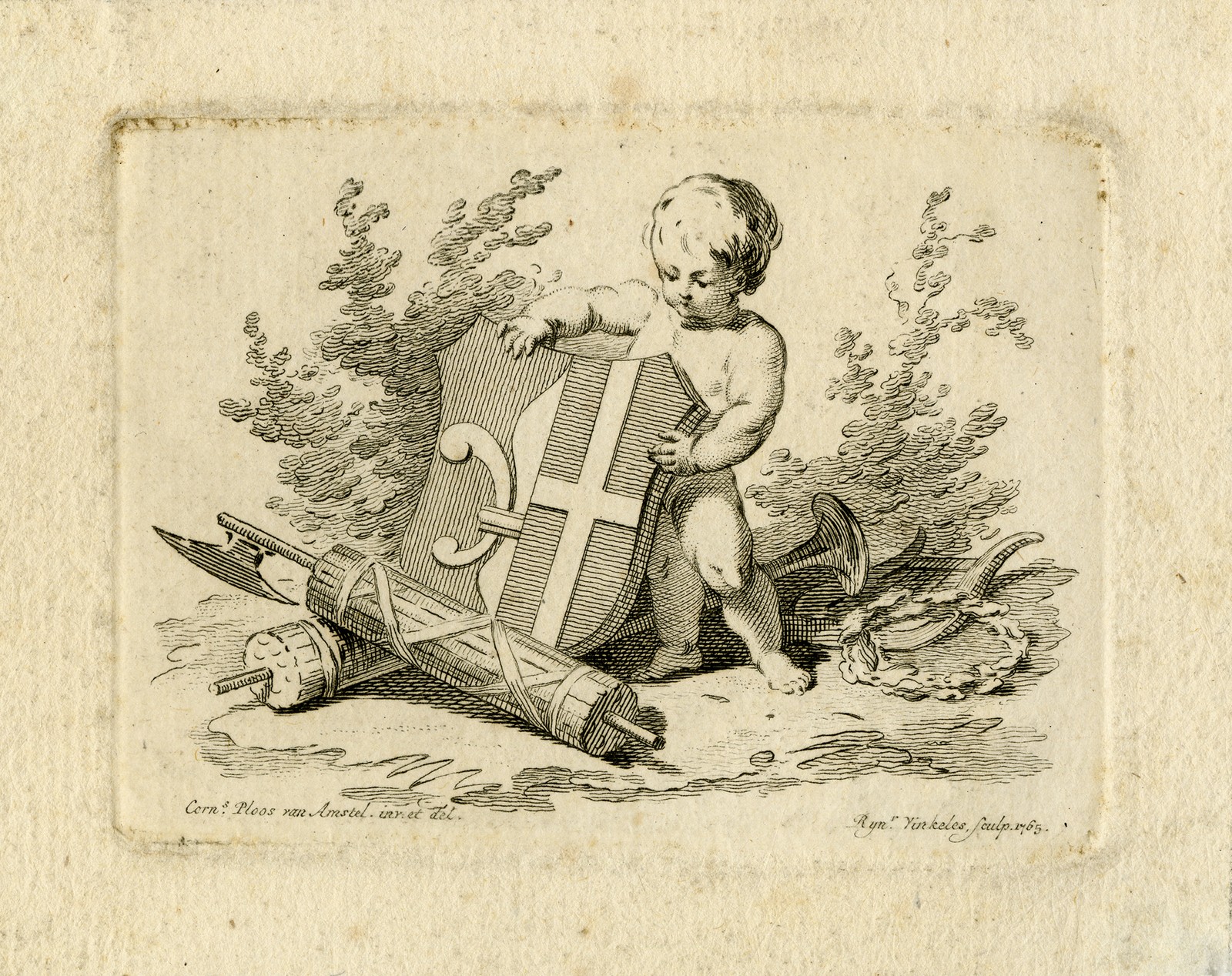 Rare Antique Master Print-Coat of arms-Witsen-Ploos van Amstel-Vinkeles-1765