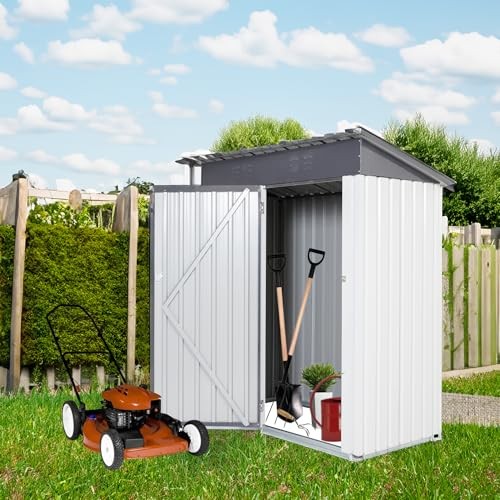 GRAY - GENERIC XWT016 GMETAL STORAGE LIFTER SHED GRAY WHITE 5X3X6FT OUTDOOR