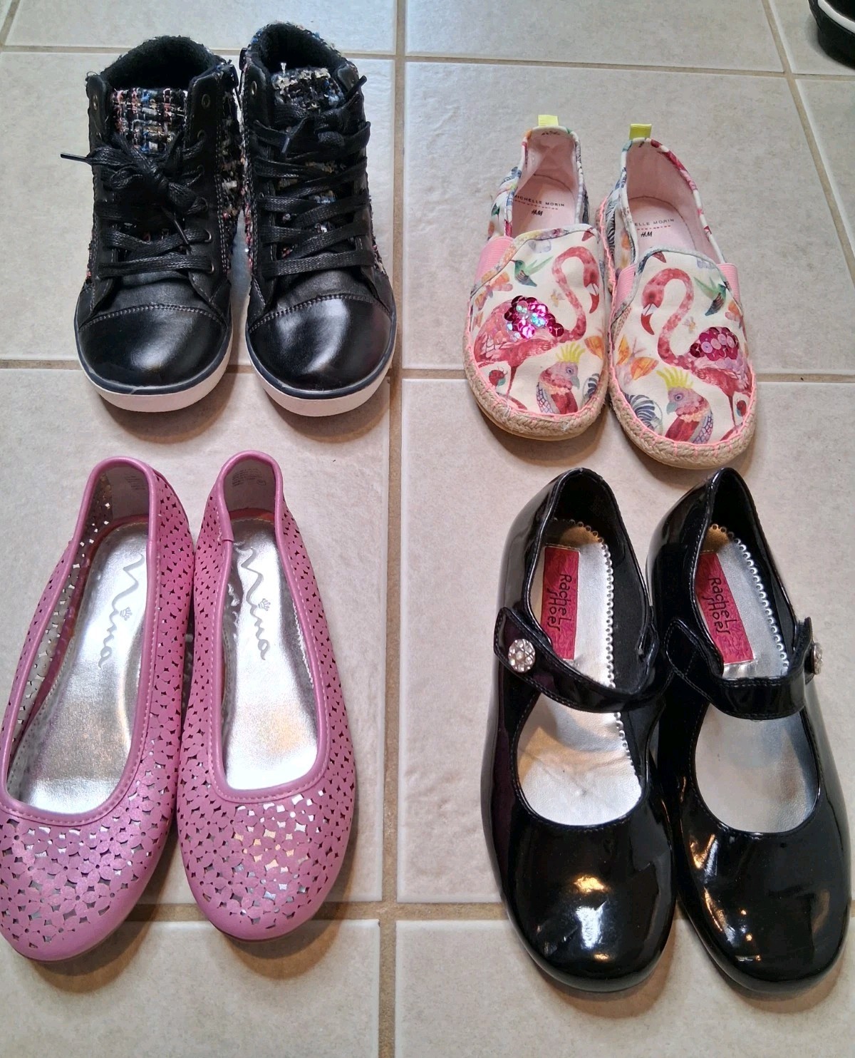 Girls Shoes Lot Of 4 H&M Sz 1.5, Rachel Shoes Sz3M, Eddie Mark3 , Nina 2M, New 