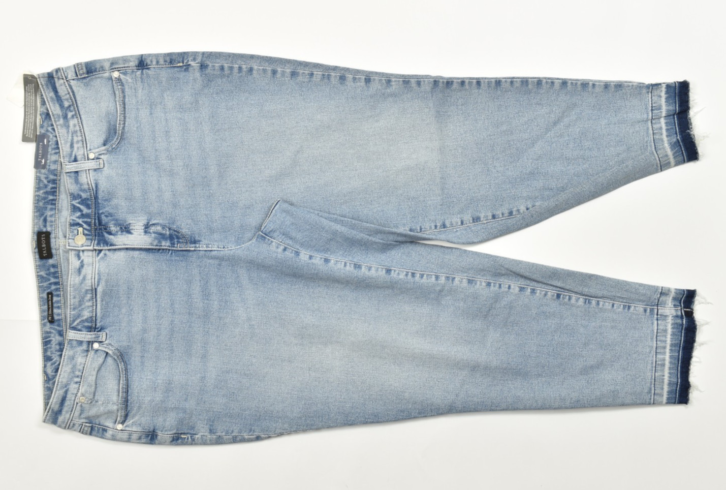 Talbots Slim Ankle Jean Womens Plus Size 20W Pelham Wash Stretch Fray Hem Denim