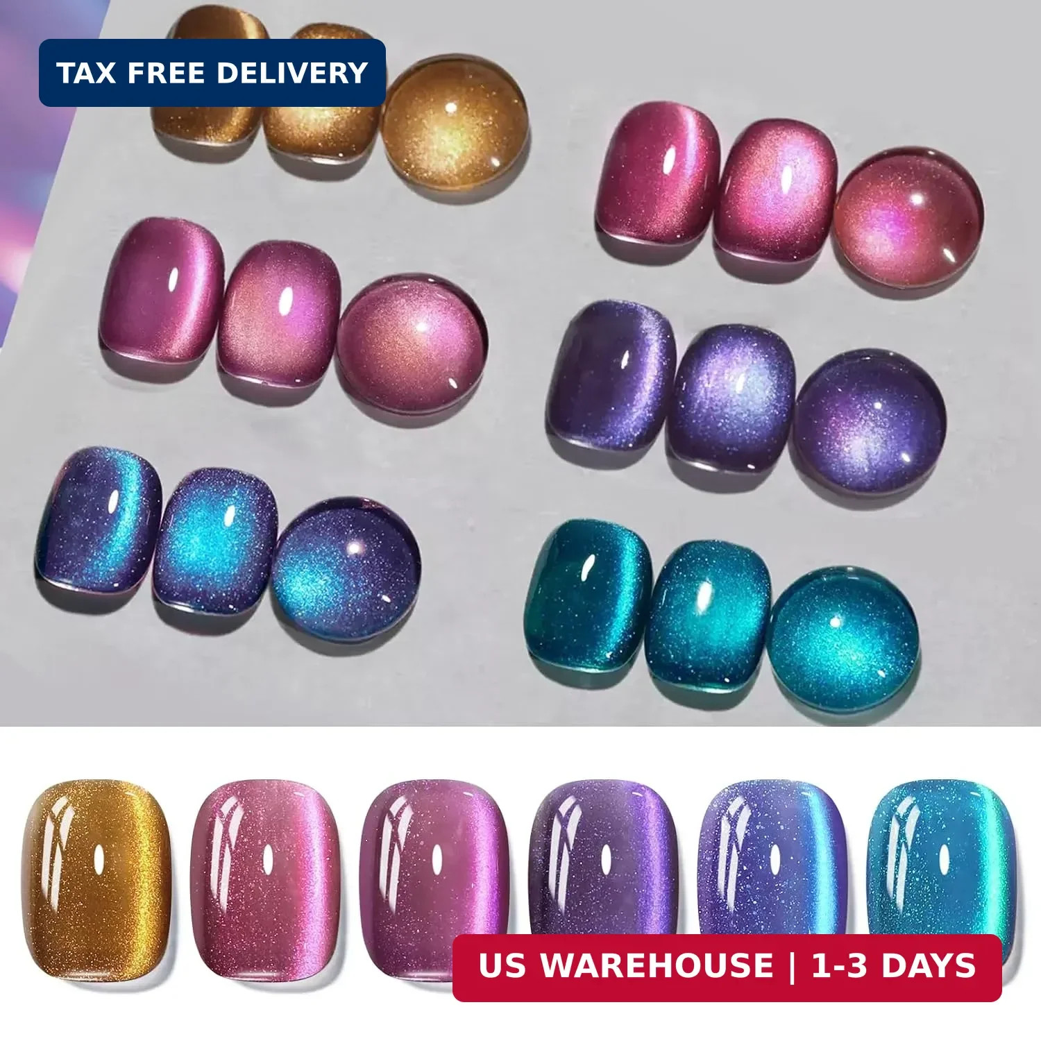 Born Pretty Cat Magnetic Eye Gel Nail Polish Set with Magnet 6 Colors Blue