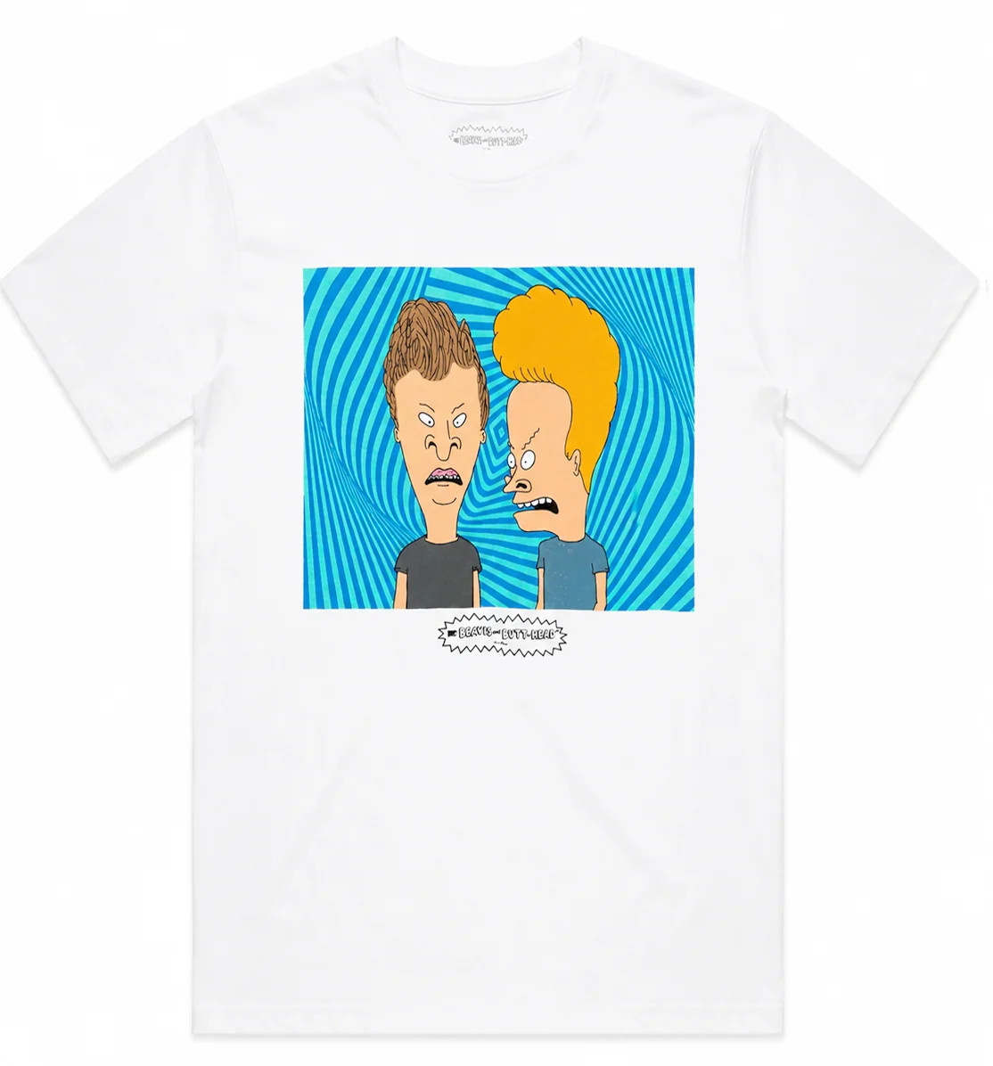 Beavis and Butt-Head Trippy White T-Shirt MTV 90s Cartoon Graphic Tee NEW