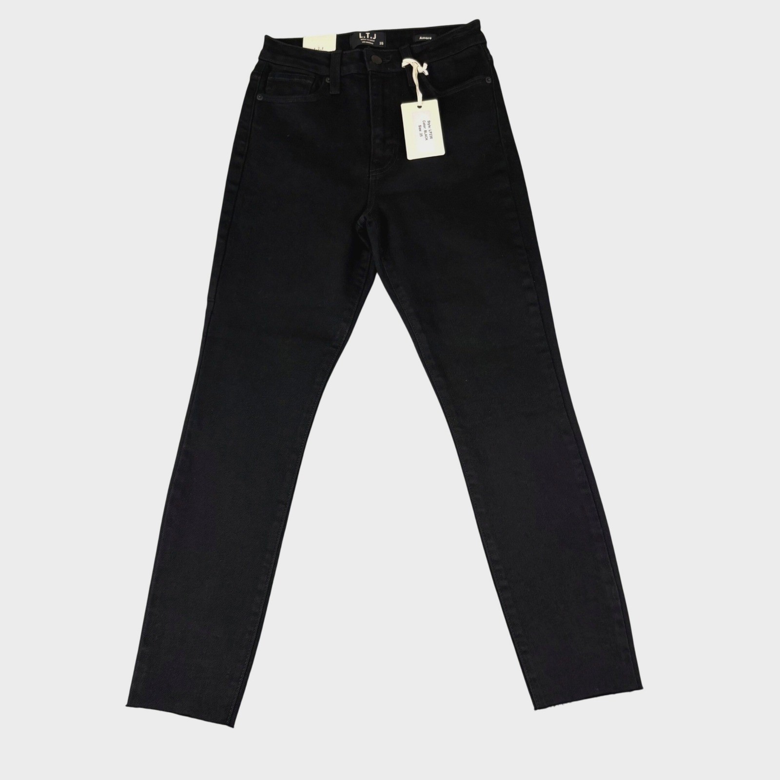 L.T.J LTJ 25 Black Skinny Jeans Amore High Rise Raw Hem Stretch Grunge Goth NWT