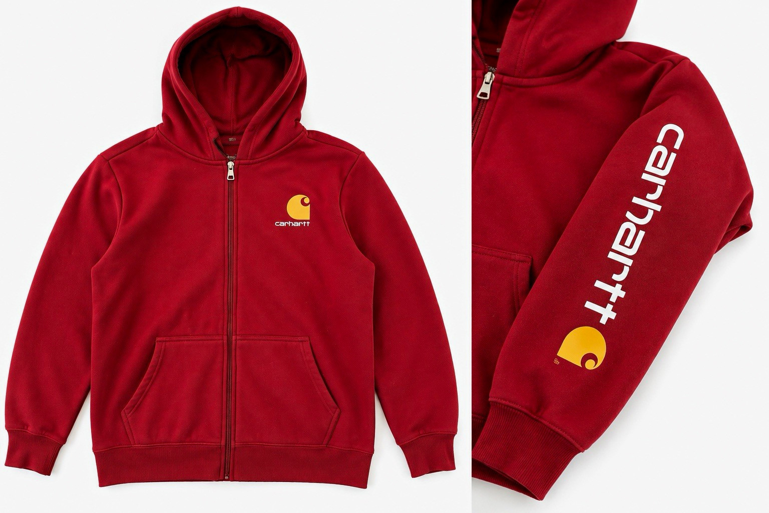 Carhartt WIP Full Zip Hoodie Men’s XL Red Logo Sleeve Graphic Carhartt WIP Full Zip Hoodie Men’s XL Red Logo Sleeve Graphic