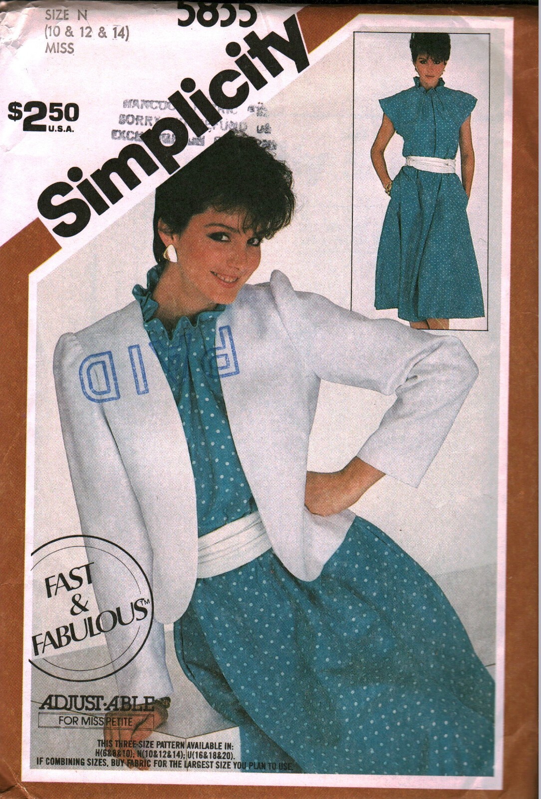 5835 Vintage Simplicity SEWING Pattern Misses Pullover Dress Jacket Fast UNCUT