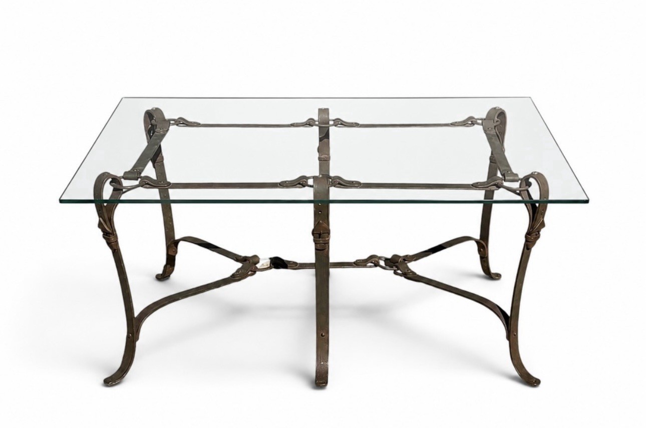 Vintage Wrought Iron Coffee Table Base Equestrian Ralph Lauren Style 