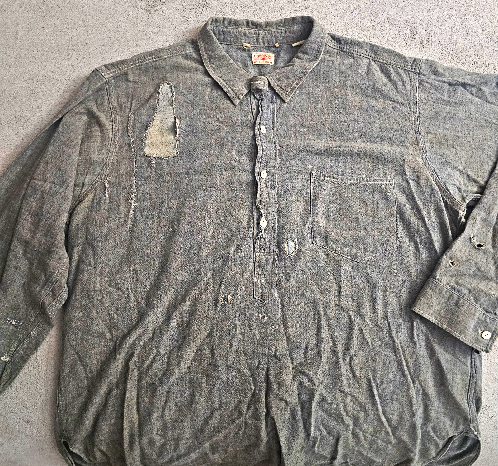 Factory Distressed Levi\'s Vintage  (LVC) 1920s Sunset Chambray Pullover  XL