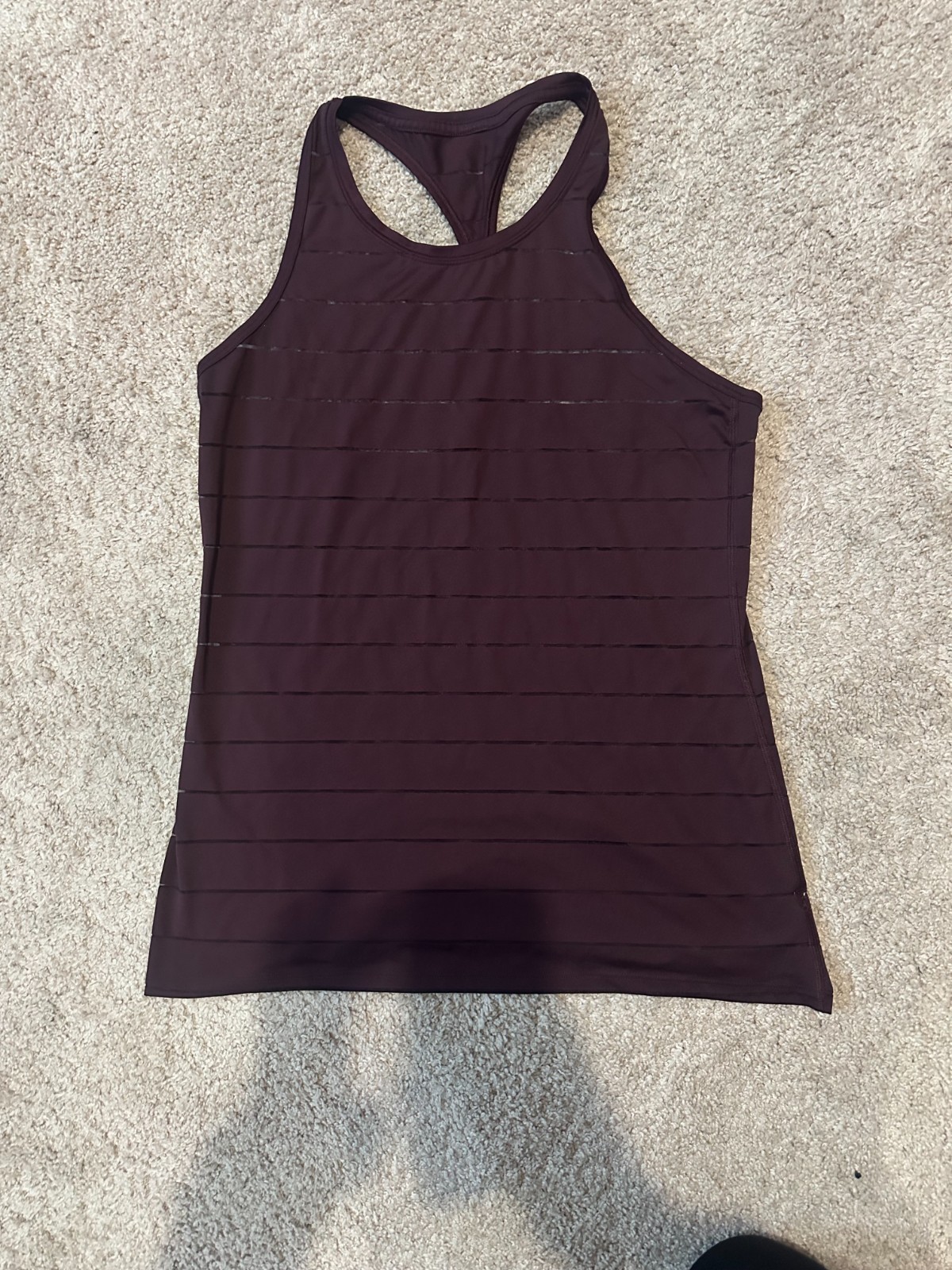 Athleta Racerback Tank Top in Deep Purple with Subtle Stripe Detail Athleta Racerback Tank Top in Deep Purple with Subtle Stripe Detail