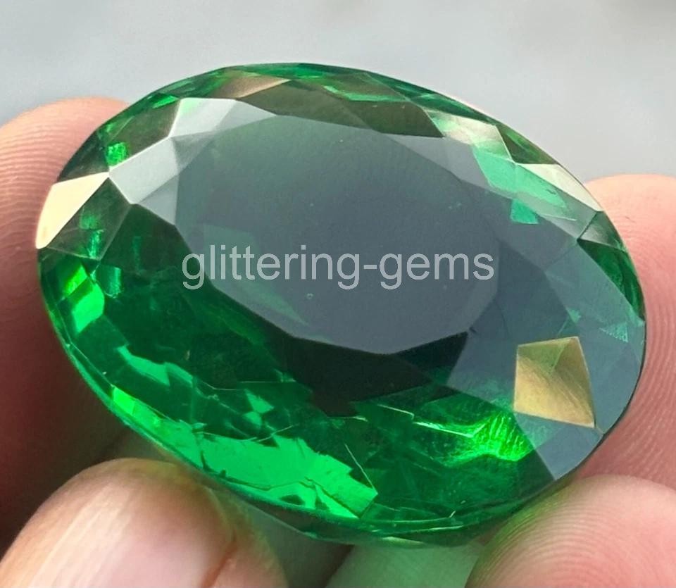 123Ct Natural Colombian Green Emerald Oval Cut Loose Gemstone IGL Certified 5AOE