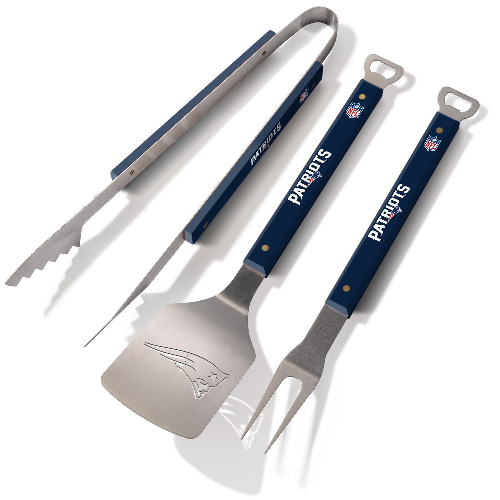 YouTheFan NFL New England Patriots 3-Piece BBQ Set, Stainless Steel Tools
