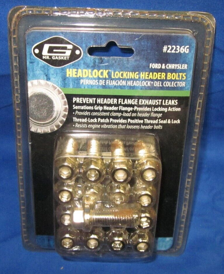 Mr Gasket 2236G ~ Headlock Locking Header Bolts, Ford & Chrysler Mr Gasket 2236G ~ Headlock Locking Header Bolts, Ford & Chrysler