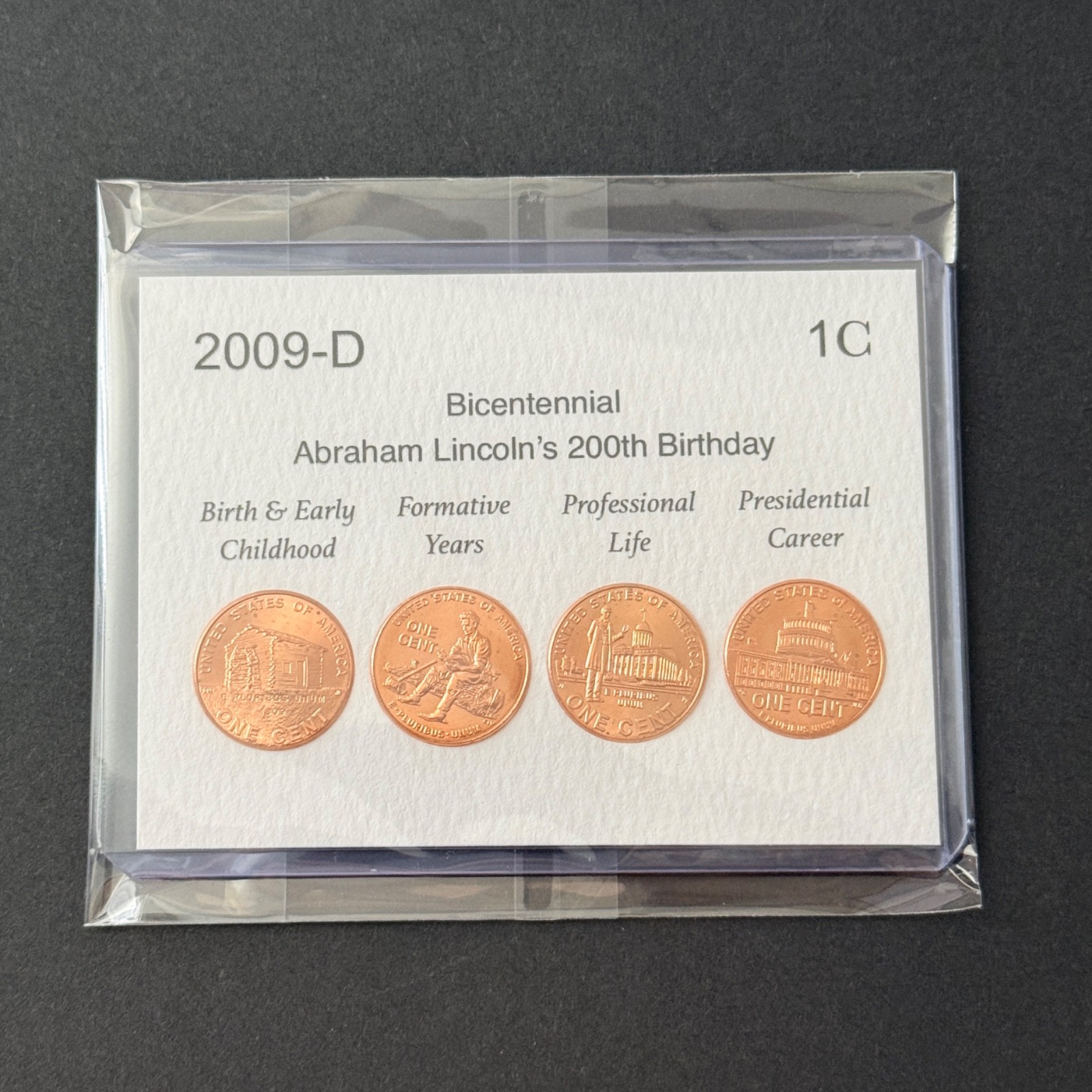 2009 D Denver Lincoln Bicentennial Penny Set 4 Coin Set All 4 designs BU Coins