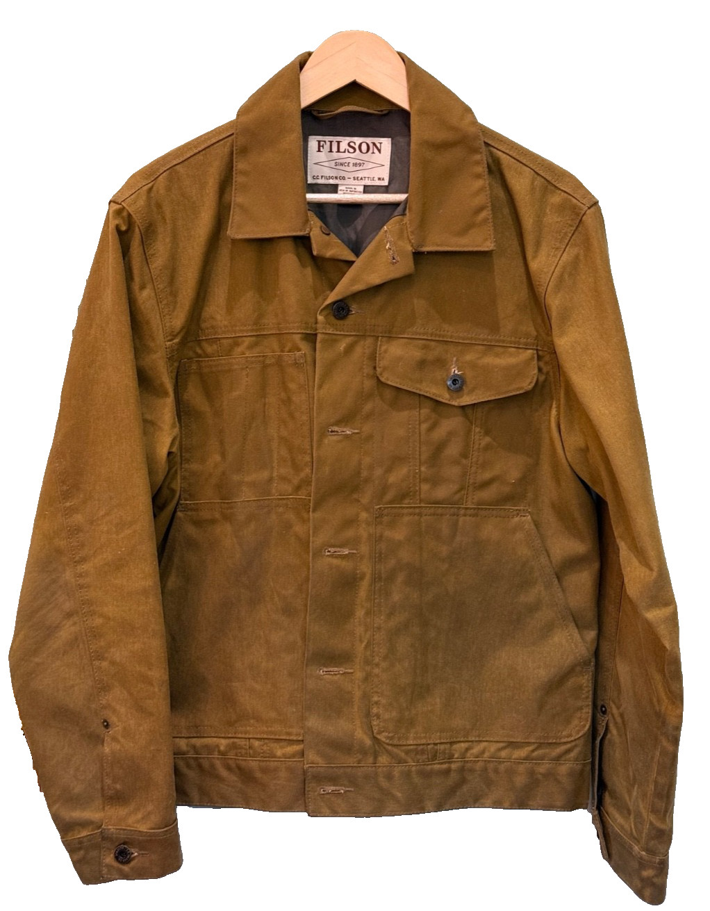 Filson Tin Cloth Short Lined Cruiser Jacket - Large - Made in USA - EUC