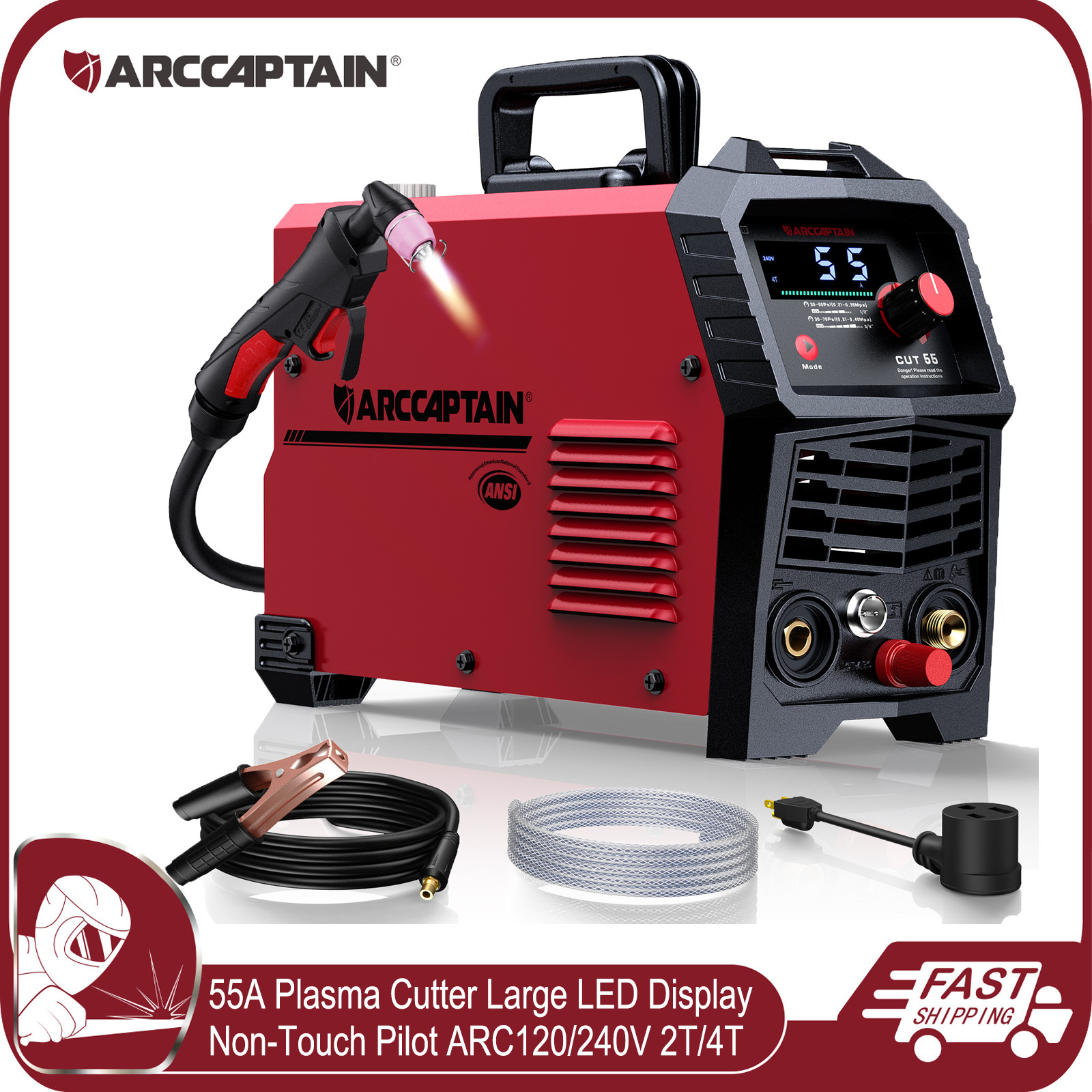 ARCCAPTAIN CUT55 Plasma Cutter 55A Non-Touch Pilot Arc 3/4\