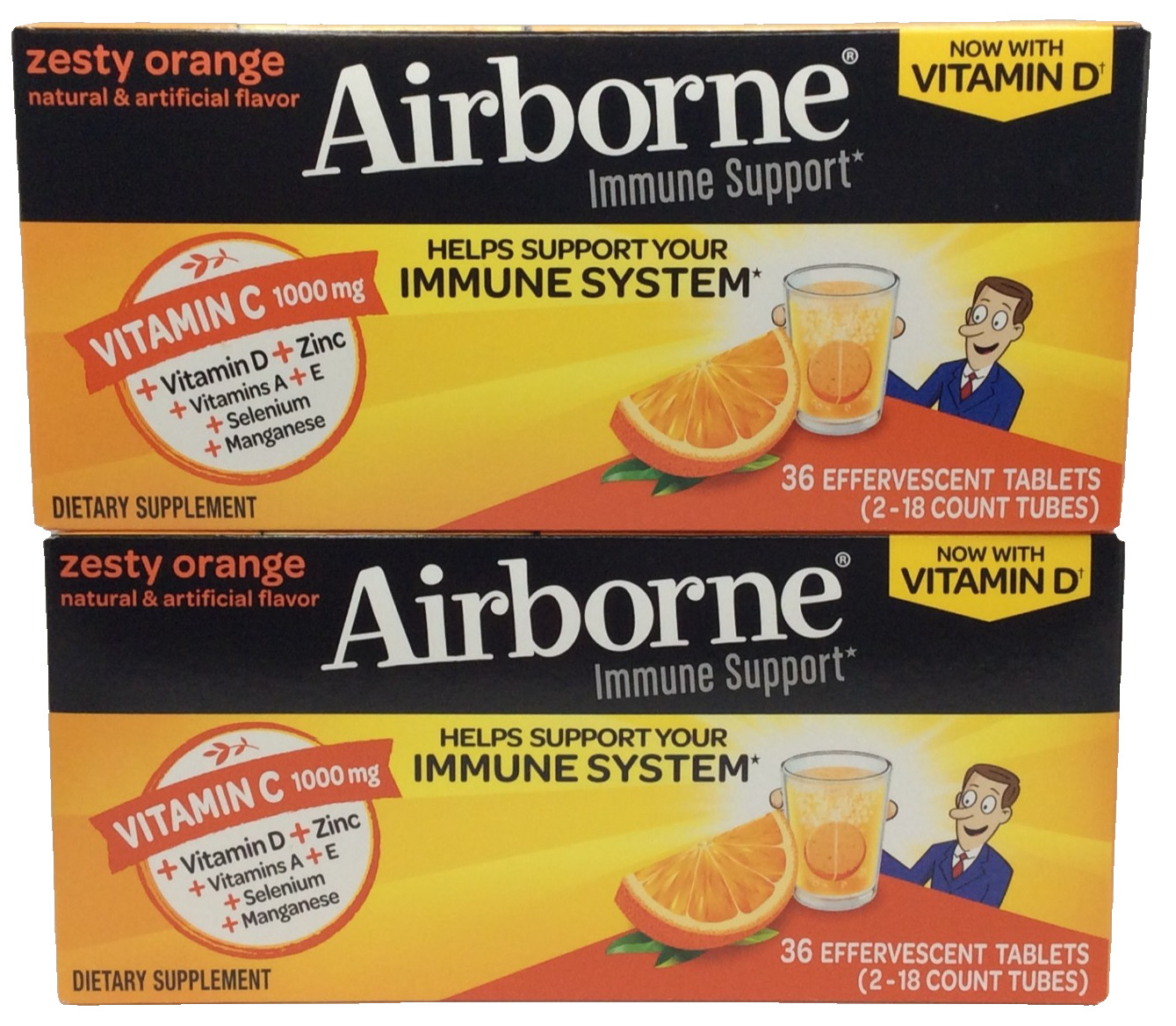 Airborne Immune Support Effervescent Tablets Zesty Orange, 72 Tablets, 04/2027