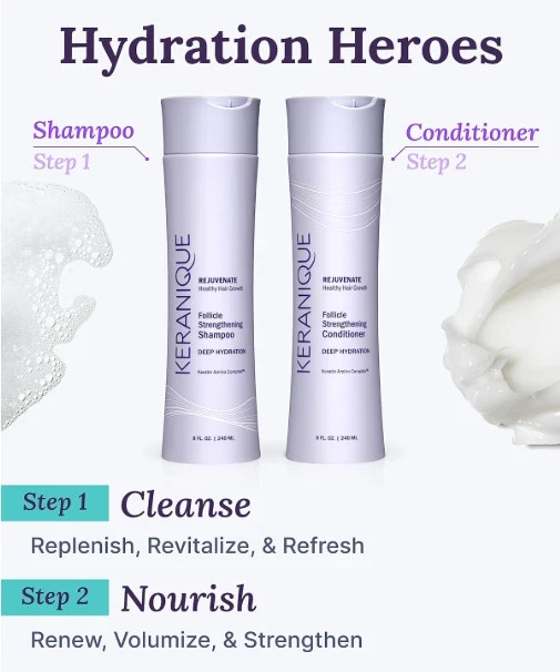 Keranique Deep Hydration Follicle Strengthening Shampoo & Conditioner Set 8FL 0Z