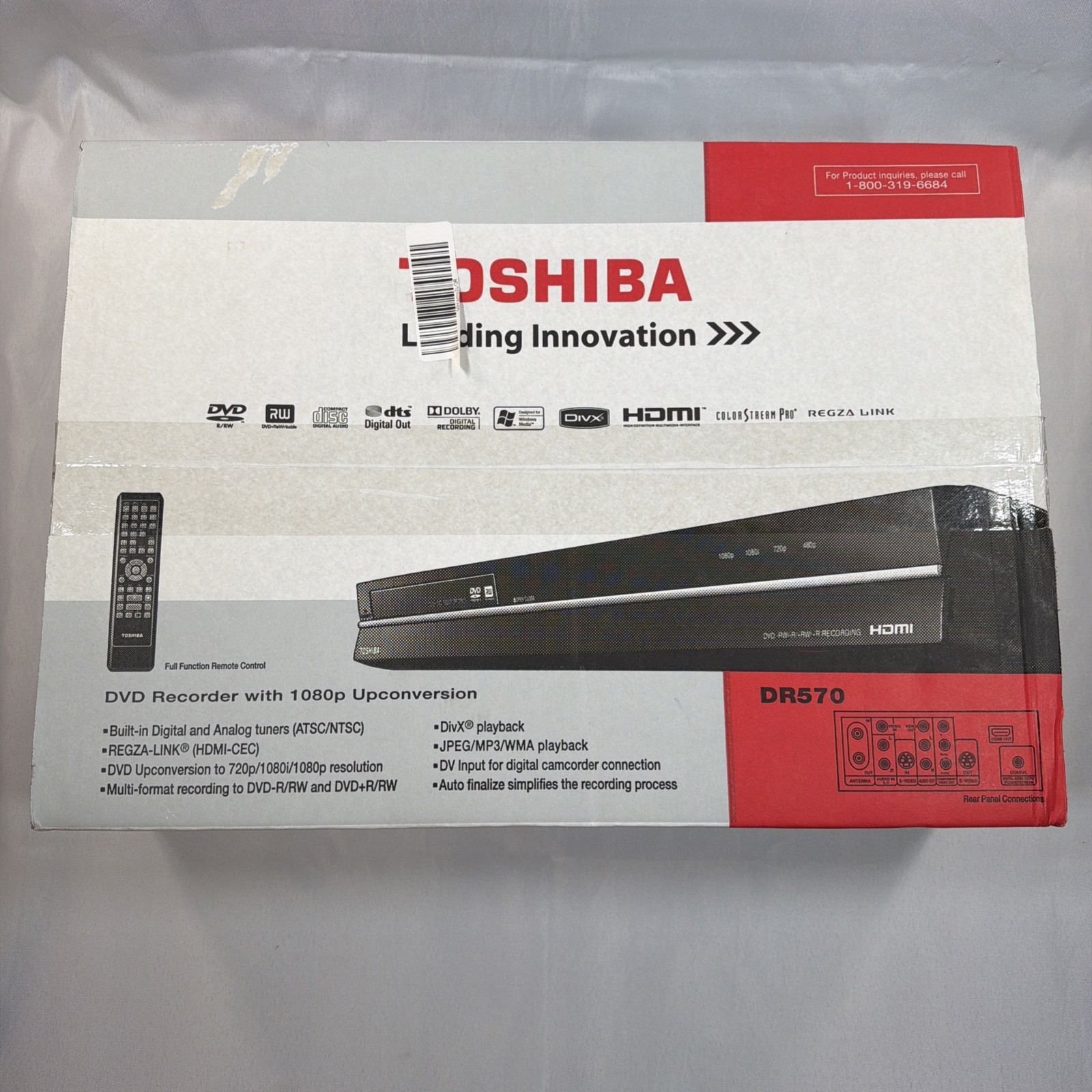 Toshiba DR570 DVD Recorder W/ Built-in Digital TV Tuner & 1080P Upconversion NEW