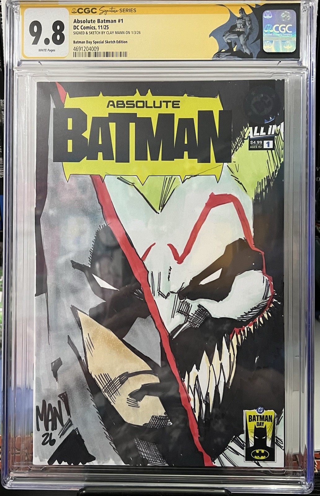 👑 GRAIL ABSOLUTE BATMAN #1 1ST PRINT CLAY MANN SIGNED SKETCH COVER CGC 9.8