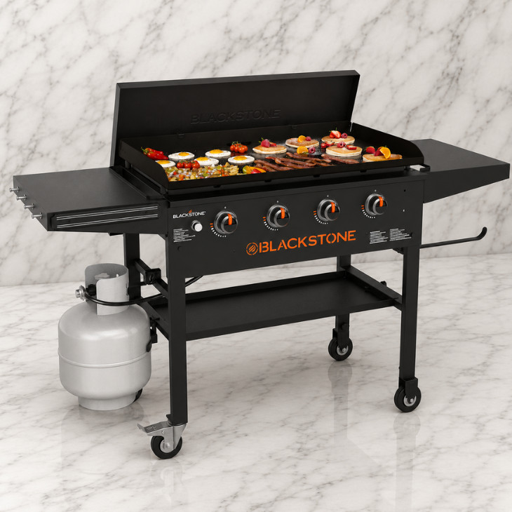 Blackstone 36” Outdoor Griddle 4-Burner Flat Top Grill, Black, Hard Cover