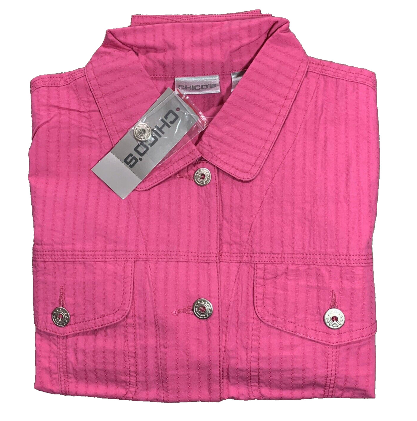 NWT Chico\'s Size 0 Pink Jacket Shirt Lightweight Tanya Retail $78 NEW