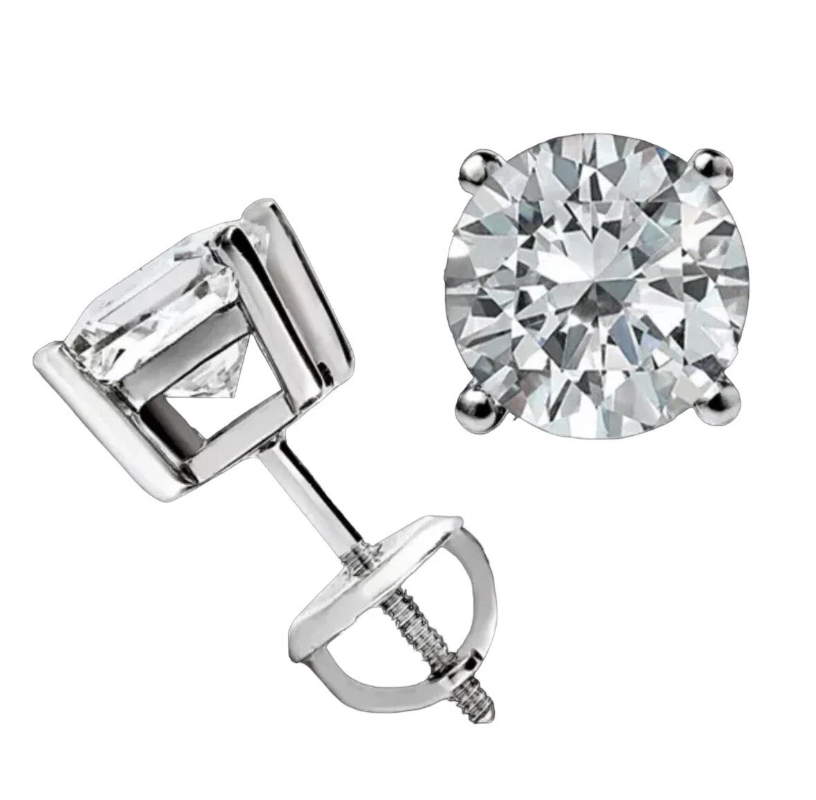 0.5 Ct total Round Cut VS1/E Lab Grown Diamond Stud Earrings 14k White Gold 0.5 Ct total Round Cut VS1/E Lab Grown Diamond Stud Earrings 14k White Gold