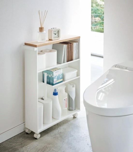 Yamazaki Home TOWER Slim Rolling Storage Cart – Narrow Bathroom Storage Cabinet