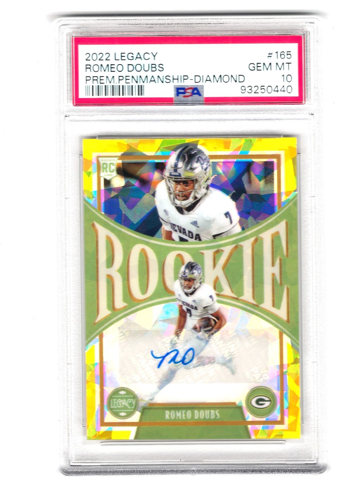 2022 Panini Legacy - Rookies Premium Penmanship Yellow Diamond #165 Romeo Doubs 2022 Panini Legacy - Rookies Premium Penmanship Yellow Diamond #165 Romeo Doubs