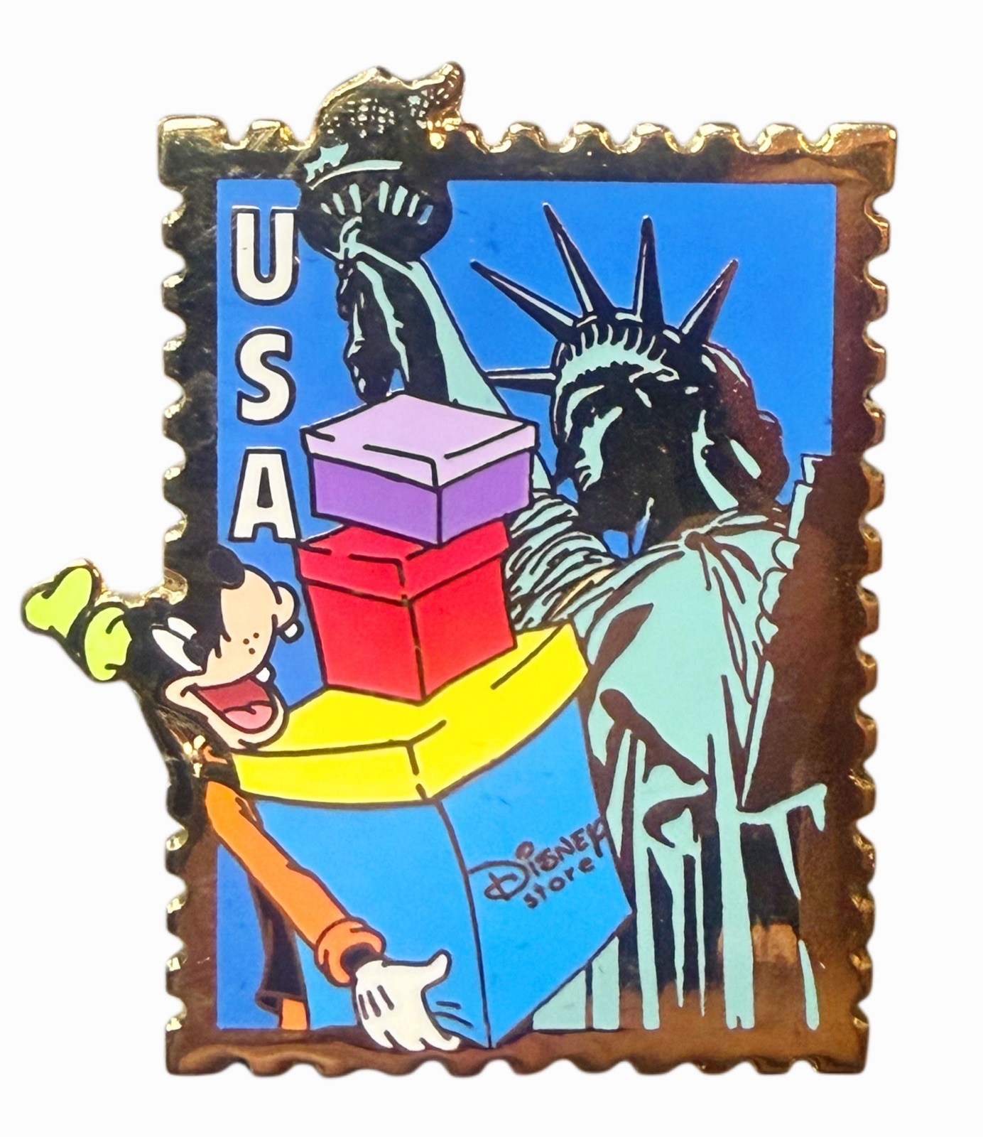 Genuine Disney Goofy New York USA Disney Store Stamp Collectible Pin NEW NIP Genuine Disney Goofy New York USA Disney Store Stamp Collectible Pin NEW NIP