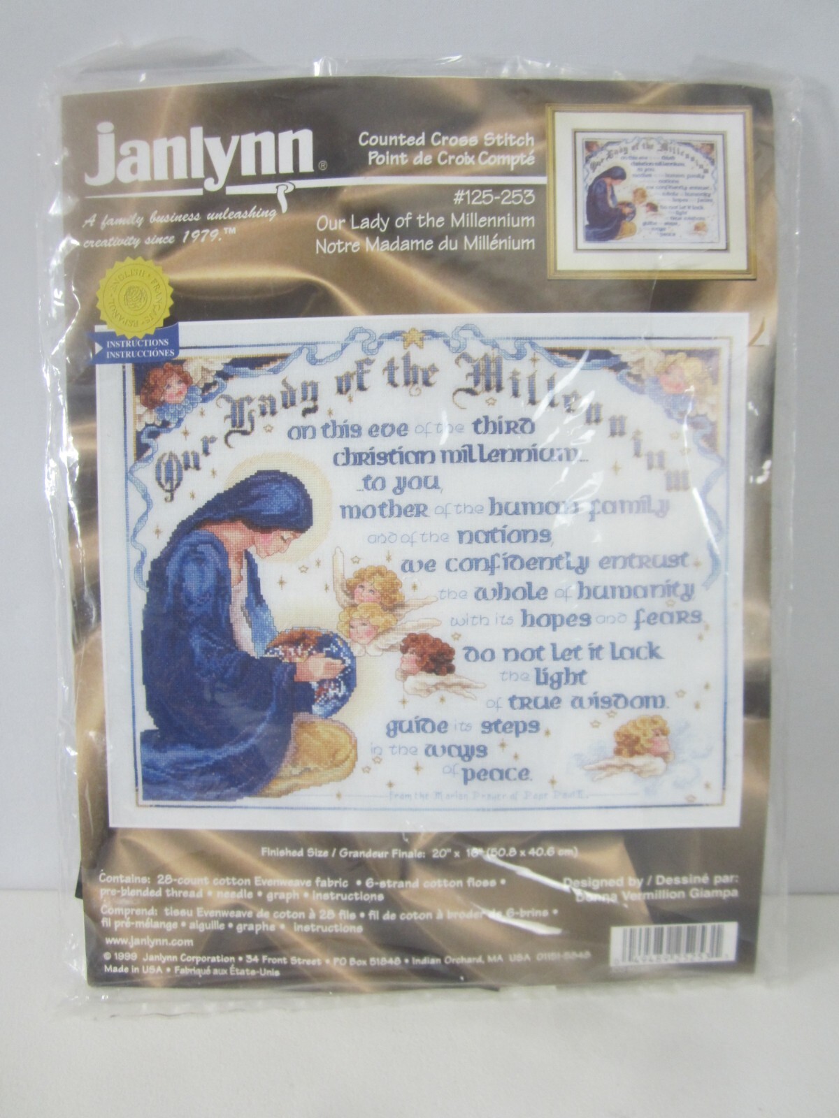 New 1999 Janlynn Our Lady Of The Millennium Cross Stitch Kit #125-253