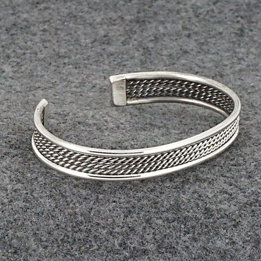Large Twisted 925 Sterling Silver Handmade Adjustable Cuff Bangles Jewelry B#006