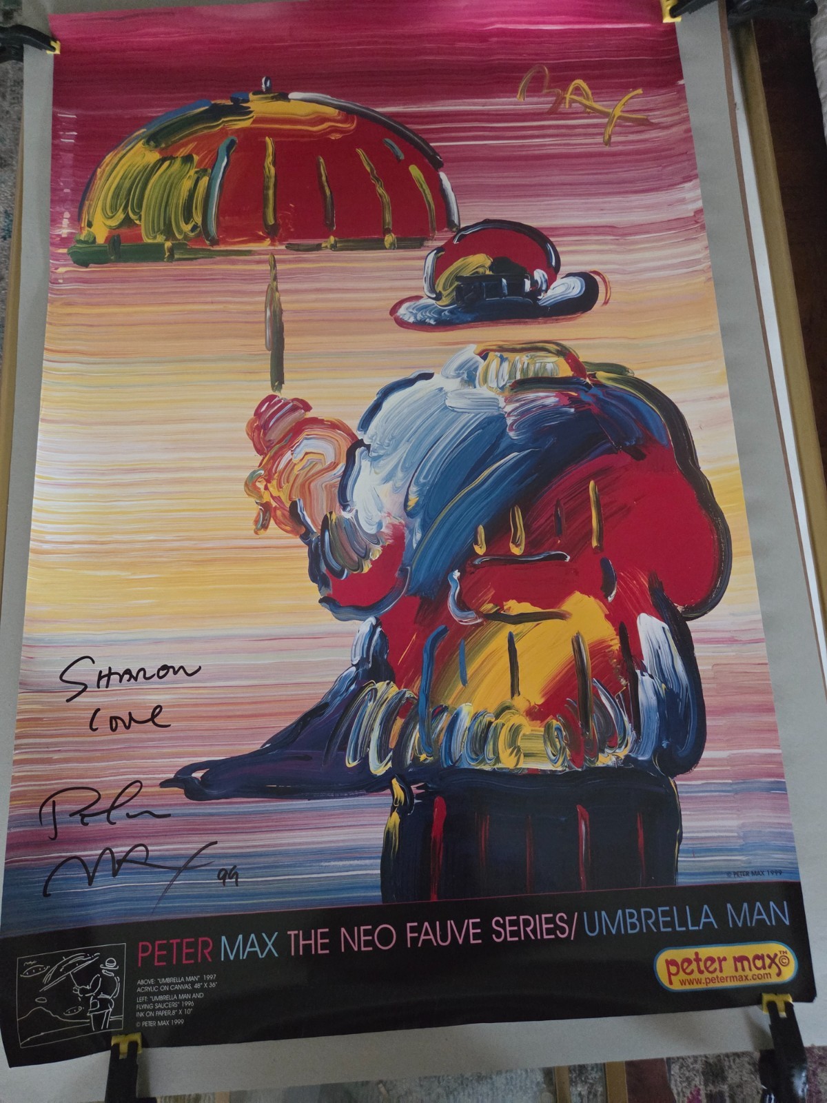 PETER MAX THE NEO FAUVE SERIES UMBRELLA MAN POSTER HAND SIGNED PETER MAX THE NEO FAUVE SERIES UMBRELLA MAN POSTER HAND SIGNED