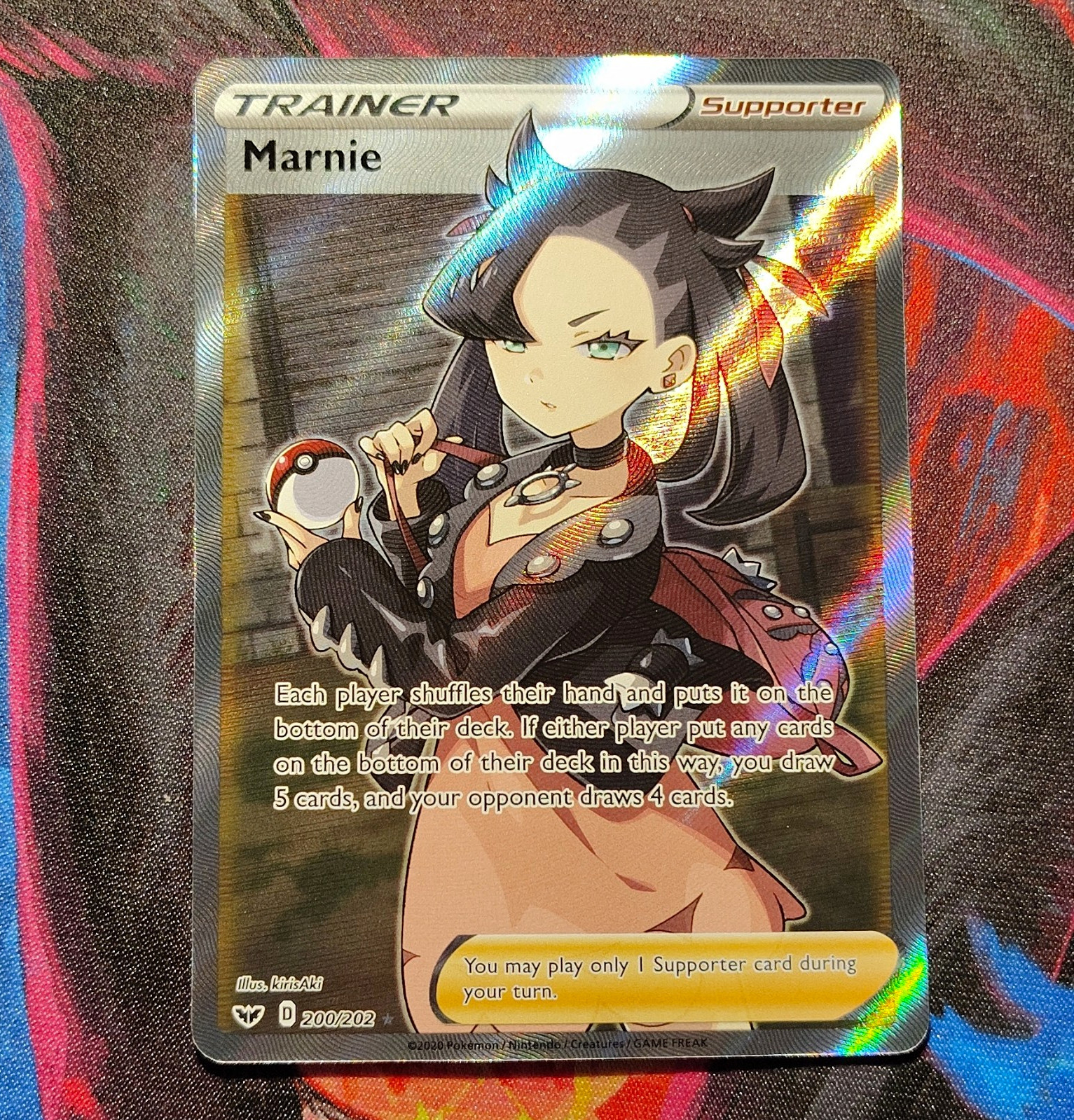 pokemon TCG Marnie Trainer Full Art Holo Swsh01 Sword & Shield 200/202 