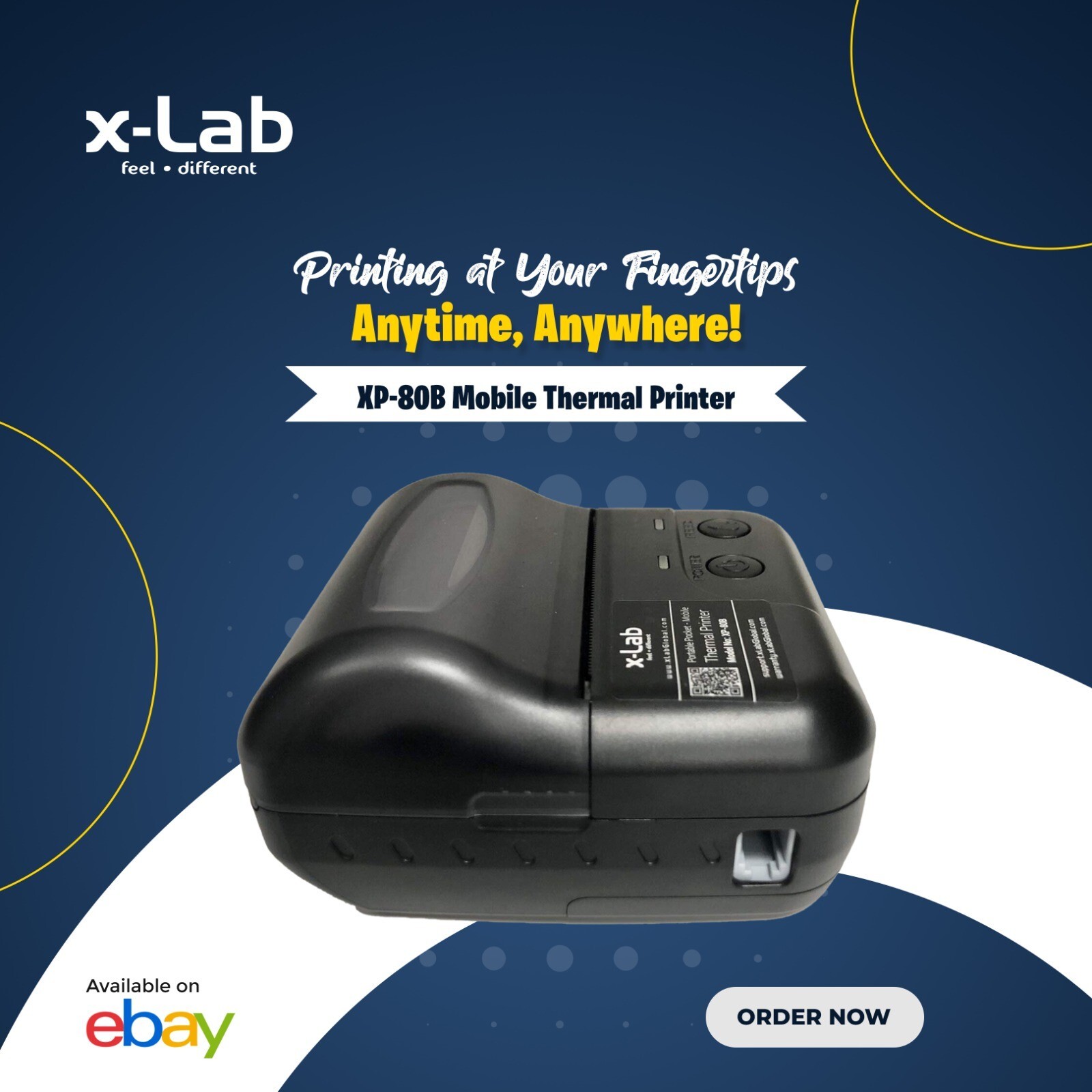 xLab XP-80B Portable Pocket Mobile Thermal Printer | Compact and Lightweight