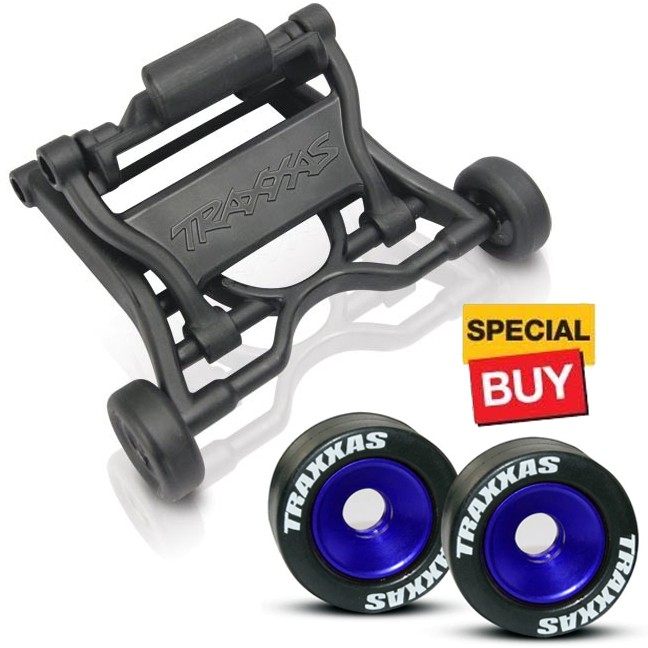 Traxxas Wheelie Bar  / Blue Alum Wheels & Rubber Tires : E-Maxx BL / T-Maxx 3.3