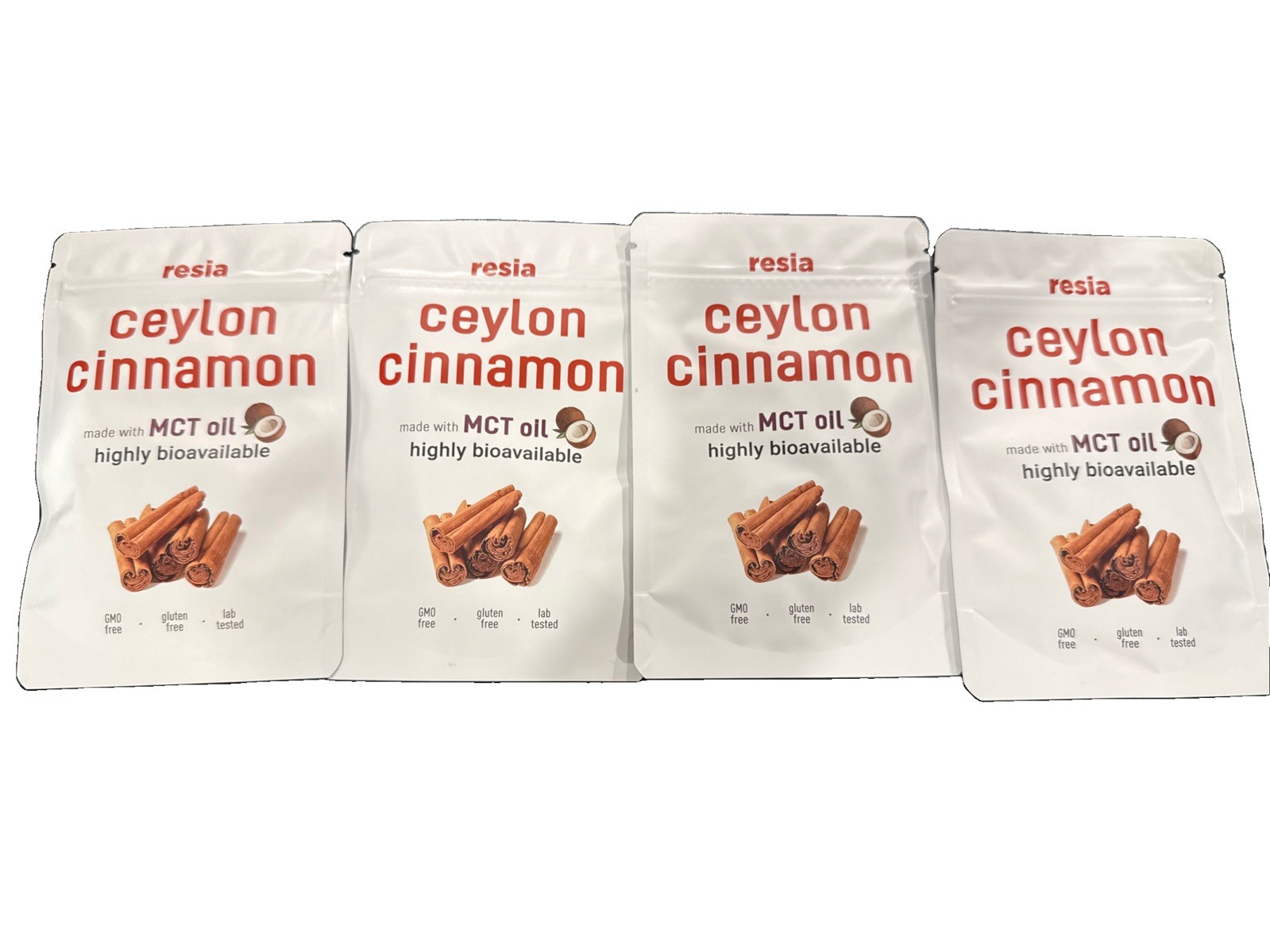 Lot Of 4 RESIA Ceylon Cinnamon Softgels w MCT Oil, Herbal Cinnamon Extract 4/28 Lot Of 4 RESIA Ceylon Cinnamon Softgels w MCT Oil, Herbal Cinnamon Extract 4/28