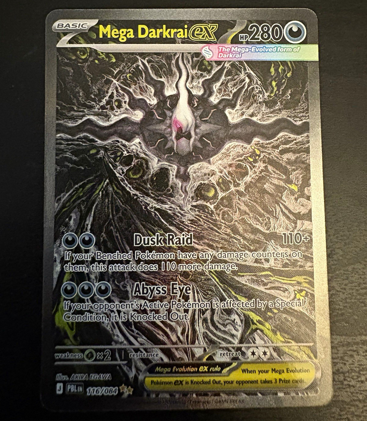 Mega Darkrai EX 116/084 ME05 Pitch Black Ultra Rare Holo Full Art Pokemon Mega Darkrai EX 116/084 ME05 Pitch Black Ultra Rare Holo Full Art Pokemon