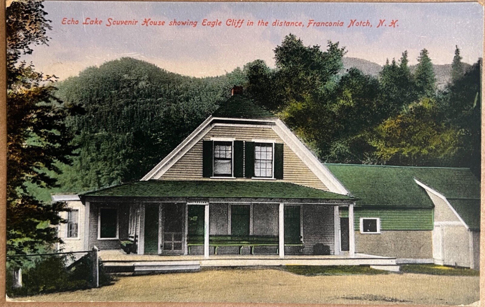 Franconia Notch New Hampshire Echo Lake Souvenir House Antique Postcard c1910