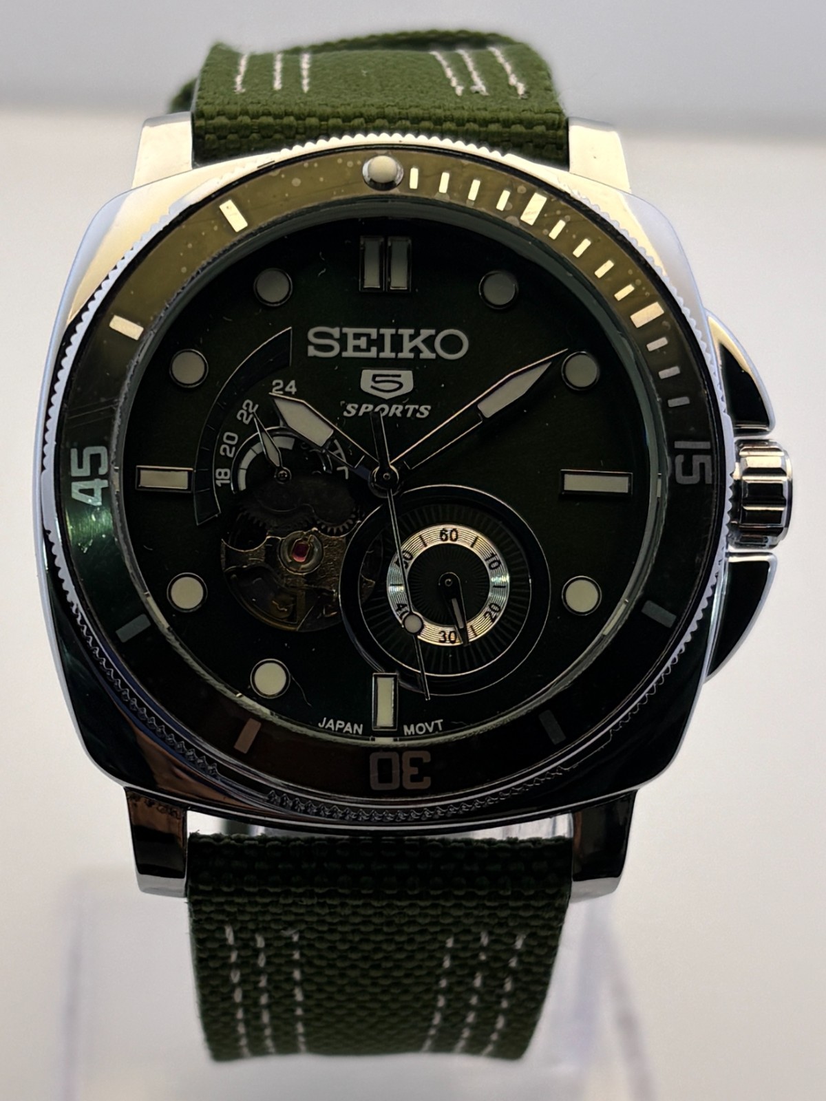 Refurbished Men\'s Seiko 5 Sports Tourbillon Automatic Green Dial Sub-Sec Watch
